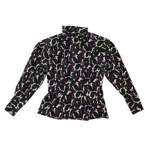 Austin Reed Regent Street 100% Silk Blouse Womens 6 Abstract Floral Button Front